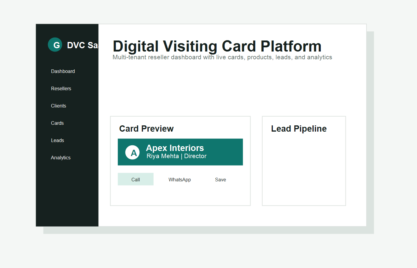 My Digital VCards dashboard preview